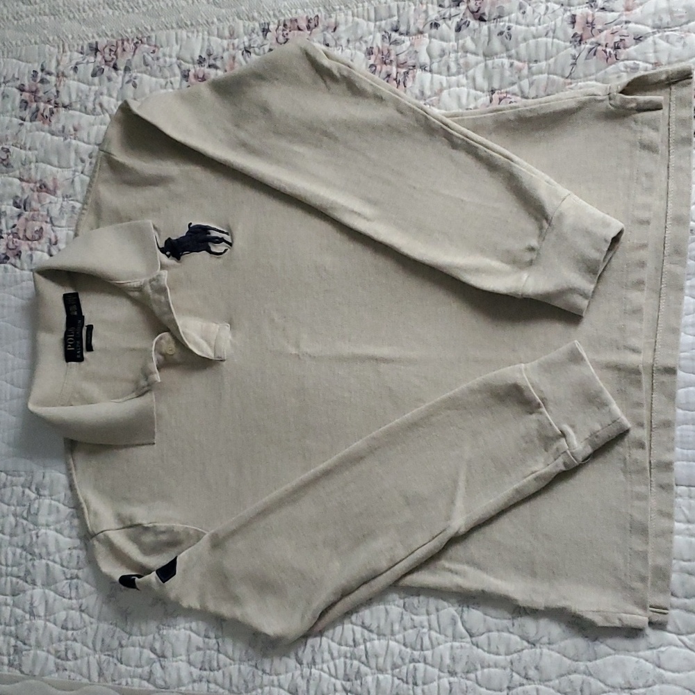 Polo ralph Lauren polo shirt slim fit beige kids size XL 18/20 .
